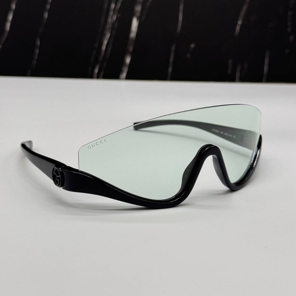 NEW GUCCI SHIELD SUNGLASSES GUCCI GG1650S 005 BLACK GREEN WOMEN EYEWEAR - Picture 5 of 12